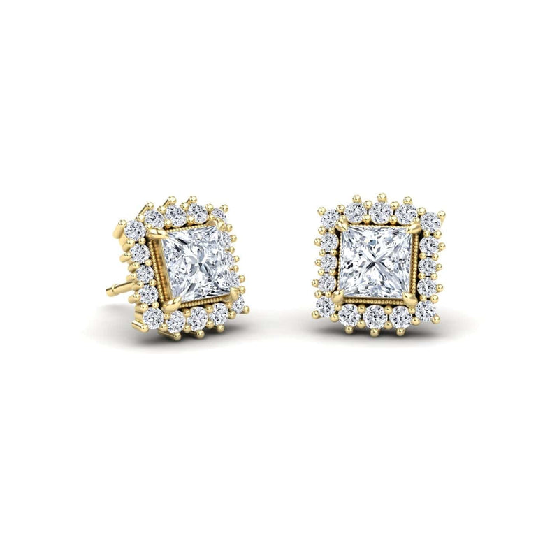 White Diamond Halo Stud Earrings - Mabel