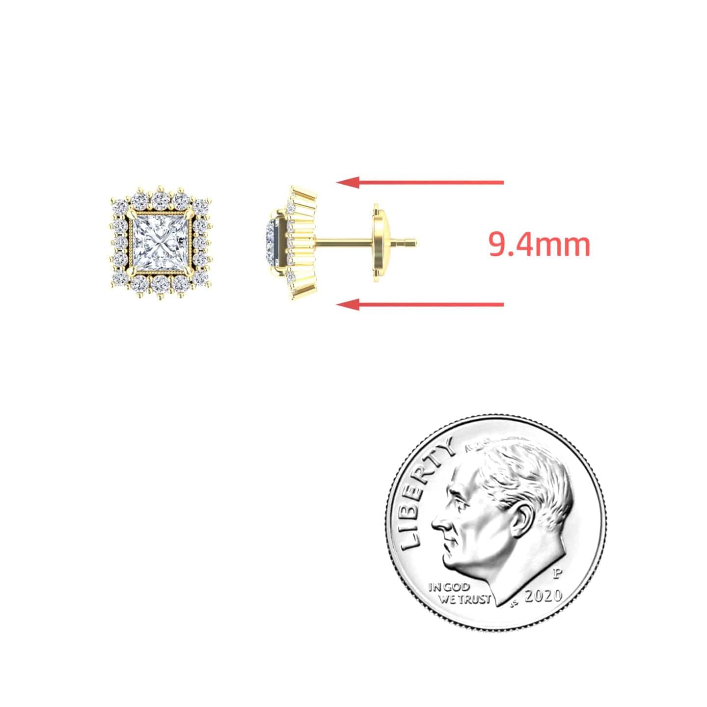 White Diamond Halo Stud Earrings  - Mabel