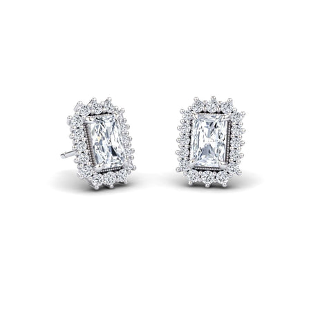 White Diamond Halo Stud Earrings - Zella