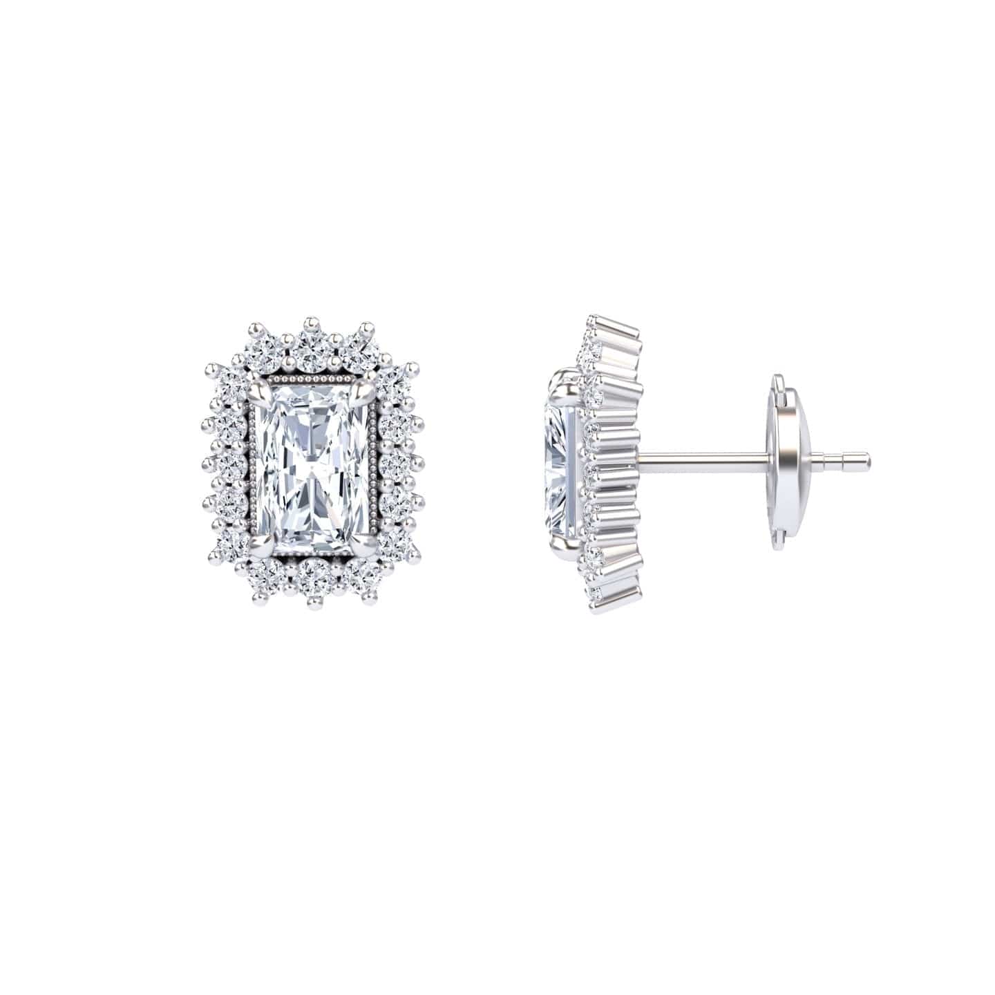 White Diamond Halo Stud Earrings  - Zella