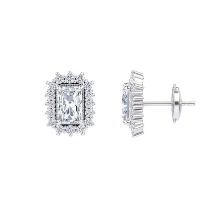 White Diamond Halo Stud Earrings - Zella