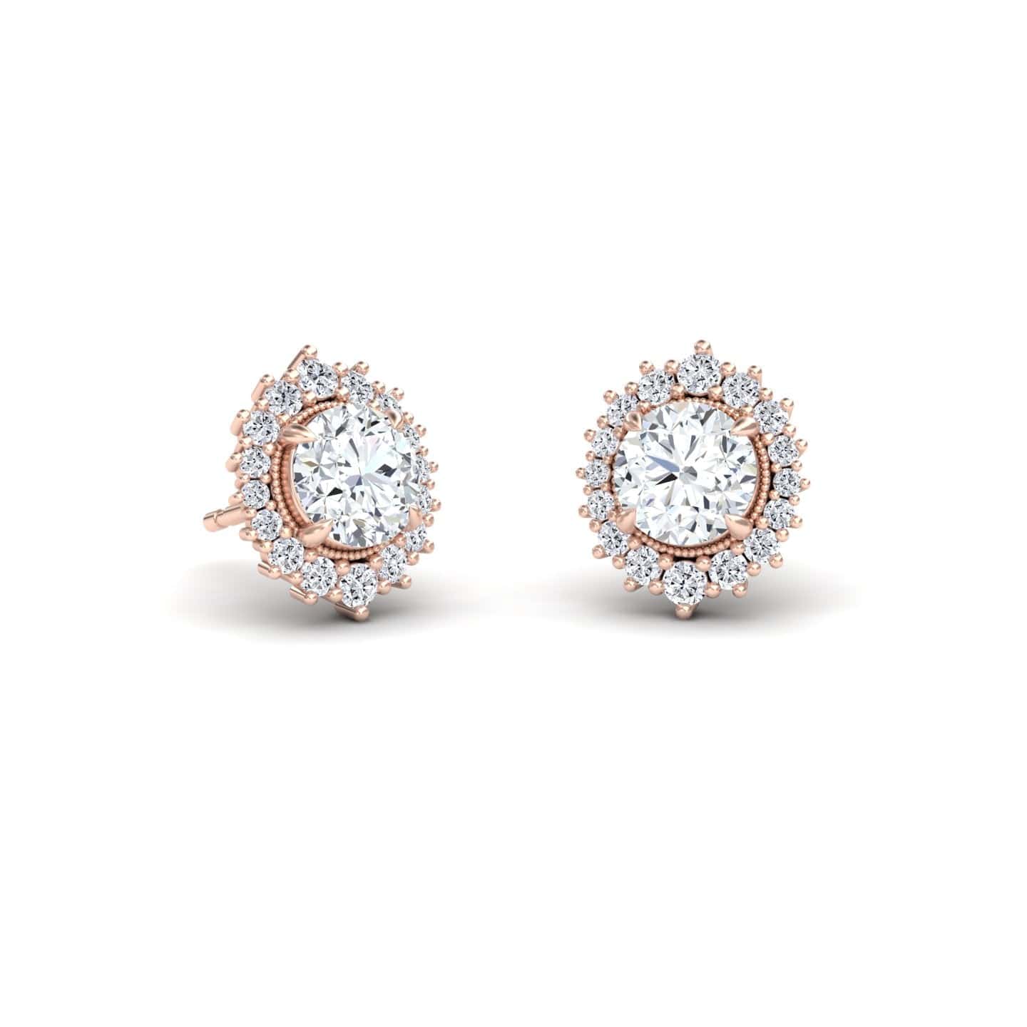 White Diamond Halo Stud Earrings  - Calliope