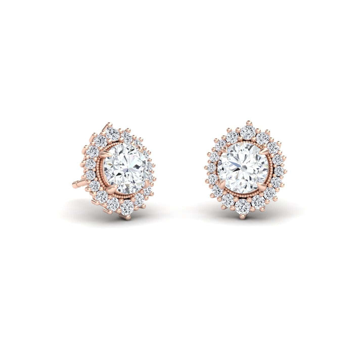 White Diamond Halo Stud Earrings - Calliope
