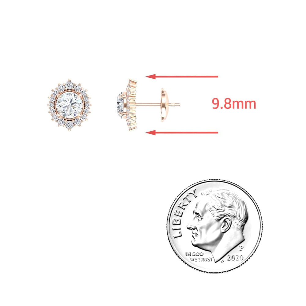White Diamond Halo Stud Earrings - Calliope