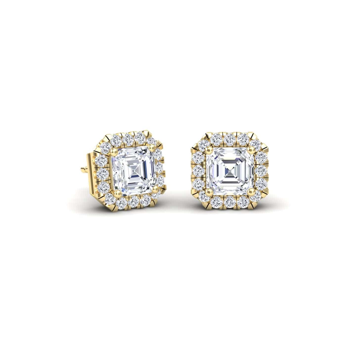 White Diamond 5.5mm Halo Stud Earrings - Maritza