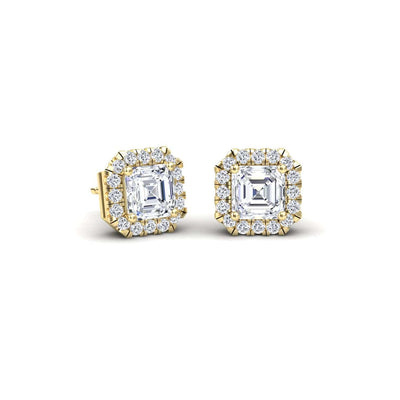 White Diamond 4mm Halo Stud Earrings