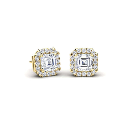 White Diamond 4mm Halo Stud Earrings
