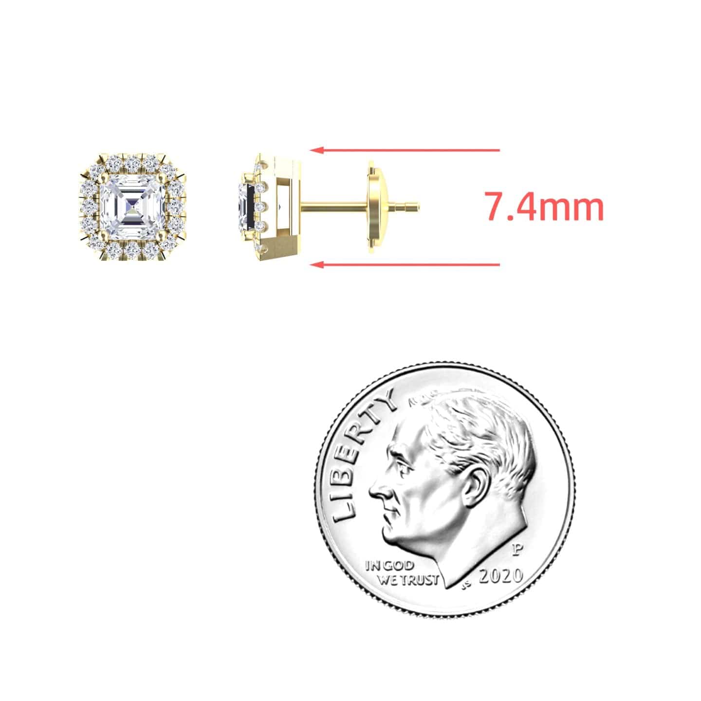 White Diamond 5.5mm Halo Stud Earrings - Maritza