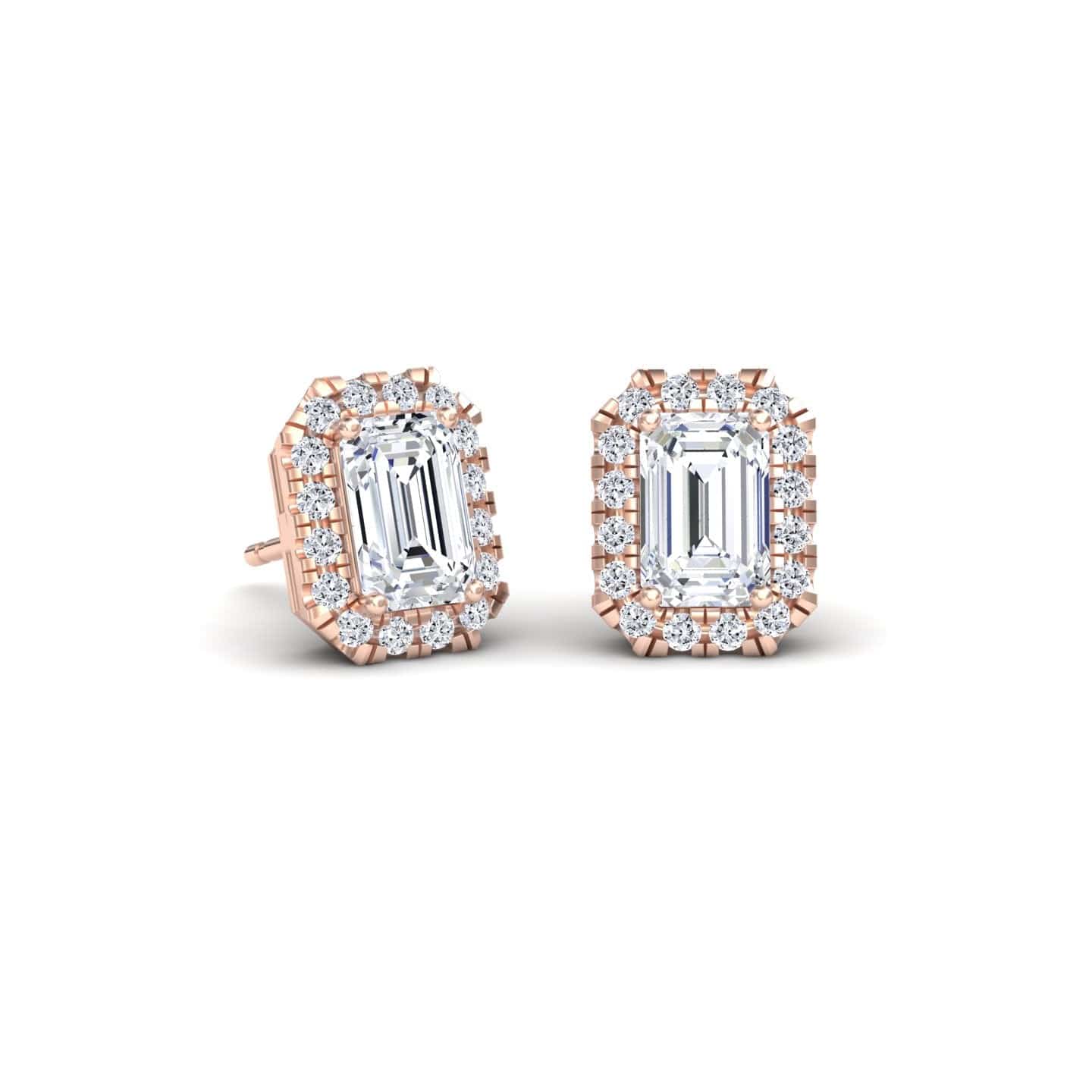 White Diamond 7x5mm Halo Stud Earrings - Maritza