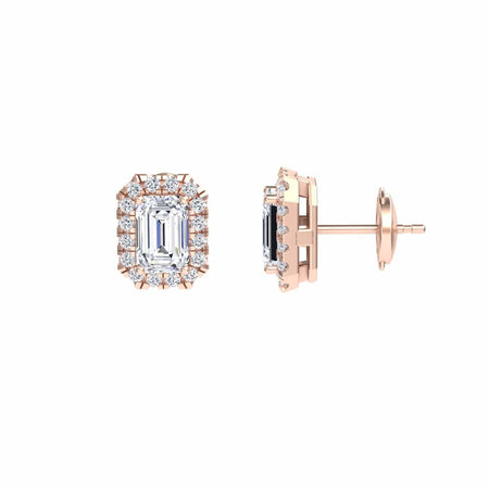White Diamond 5.0x3.5mm Halo Stud Earrings - Maritza
