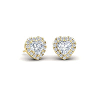 White Diamond 6.5mm Halo Stud Earrings - Maritza