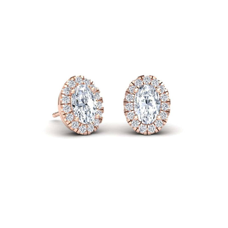 White Diamond 7.7x5.70mm Halo Stud Earrings - Maritza
