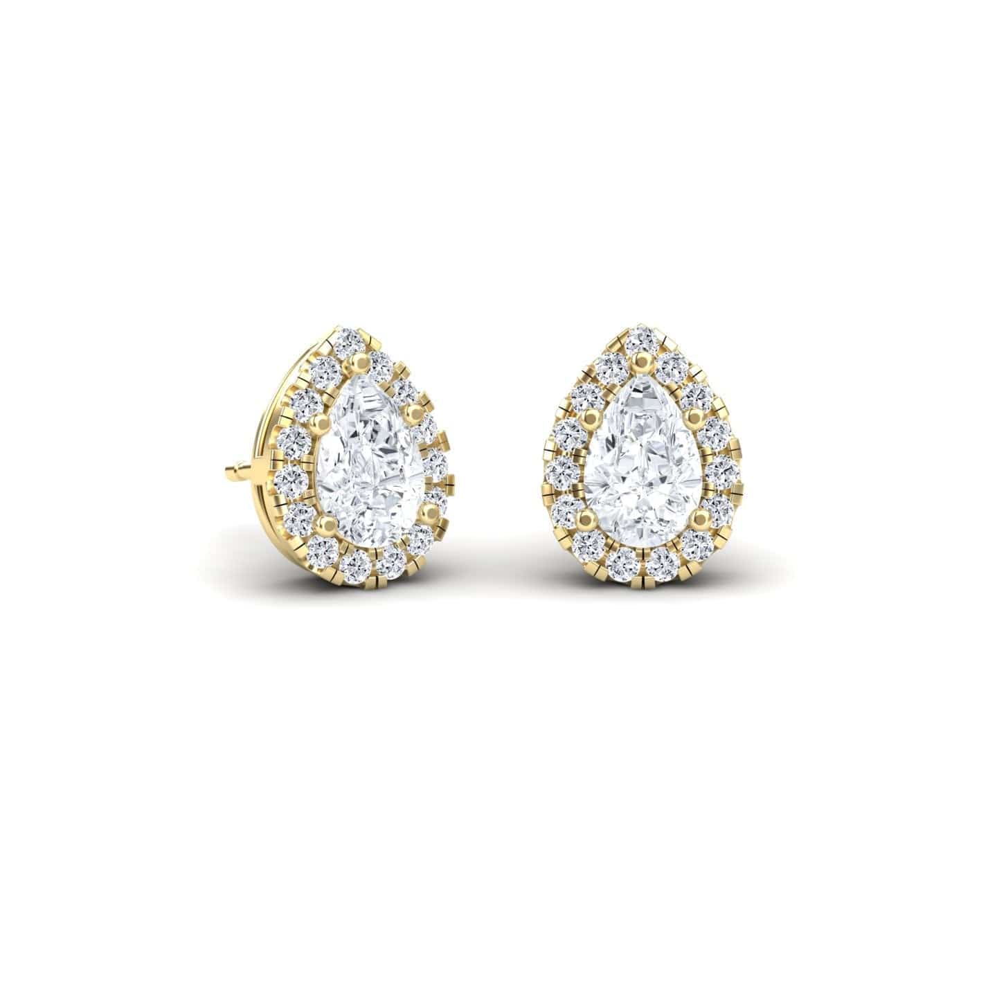 White Diamond Double-Prong Halo Earrings - Maritza