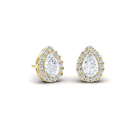 White Diamond Double-Prong Halo Earrings - Maritza