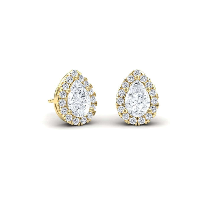 White Diamond Double-Prong Halo Earrings - Maritza