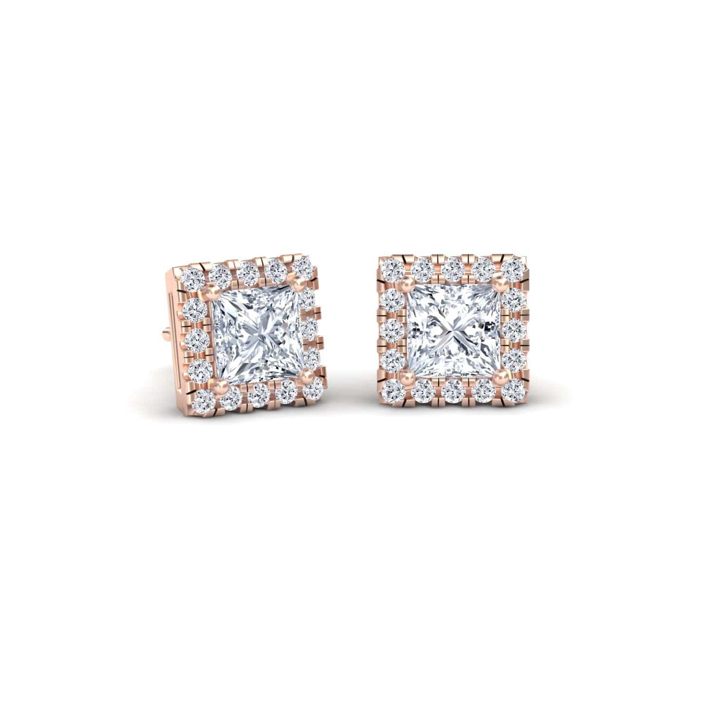White Diamond 5.5x5.5mm Halo Stud Earrings - Maritza