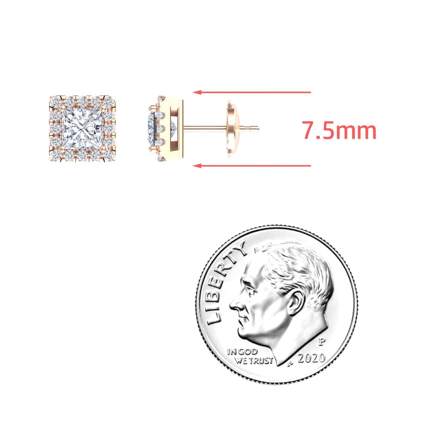 White Diamond 5.5x5.5mm Halo Stud Earrings - Maritza