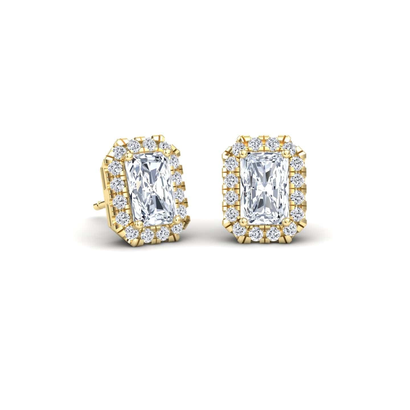 White Diamond 6.5x4.5mm Halo Stud Earrings - Maritza