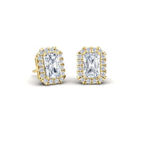 White Diamond 6.5x4.5mm Halo Stud Earrings - Maritza