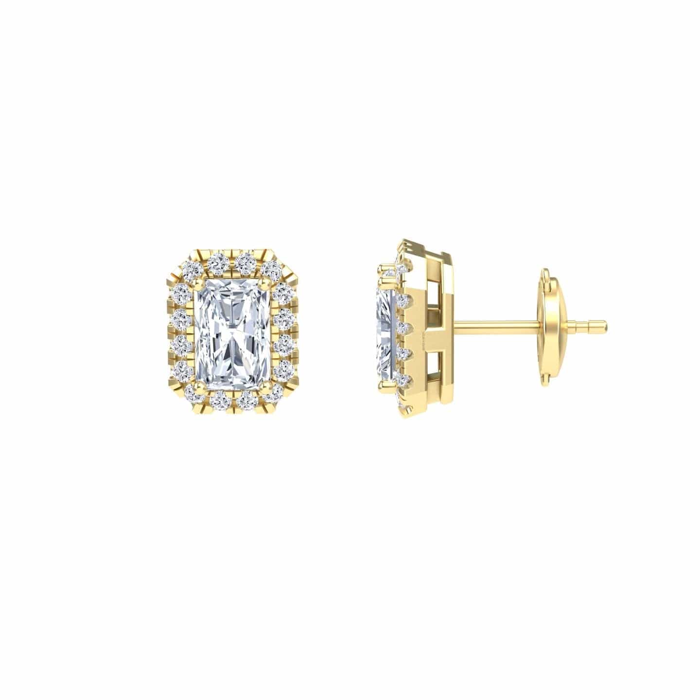 White Diamond 6.5x4.5mm Halo Stud Earrings - Maritza