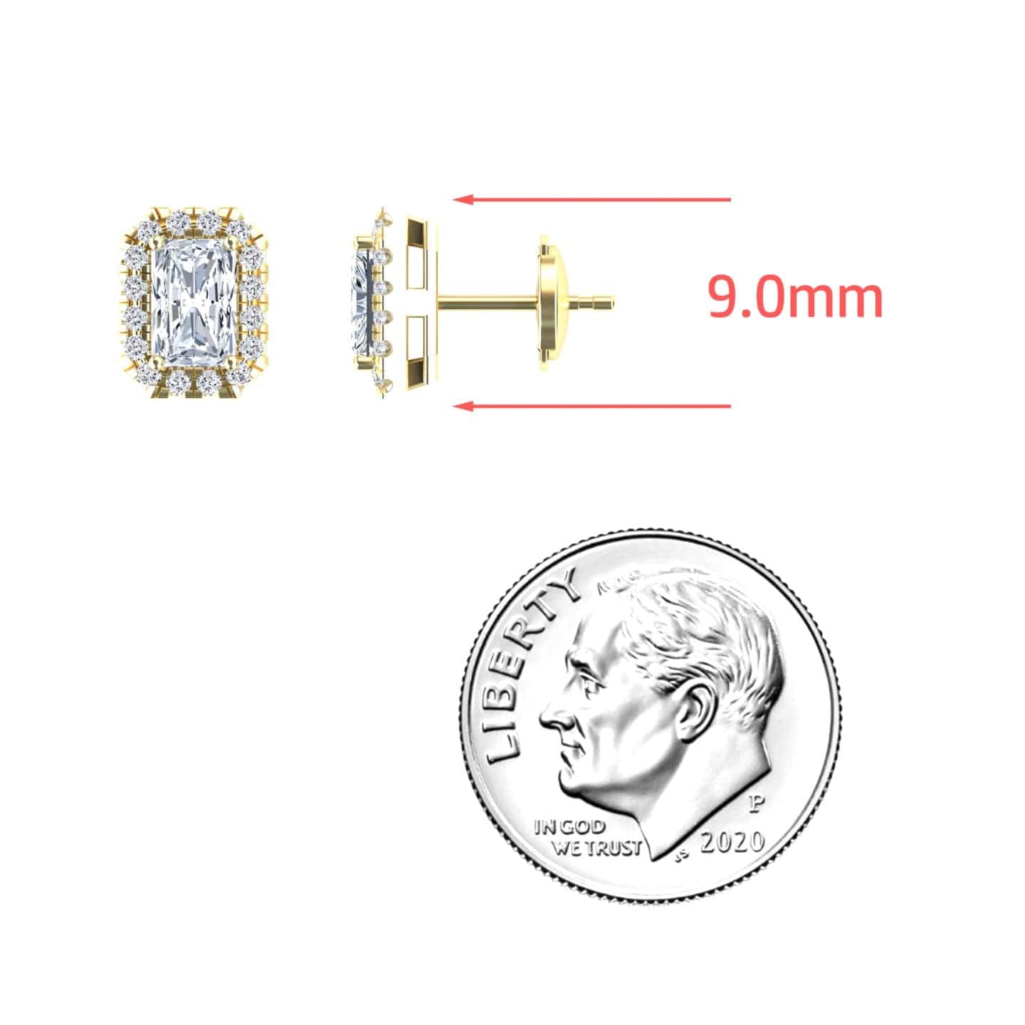 White Diamond 6.5x4.5mm Halo Stud Earrings - Maritza