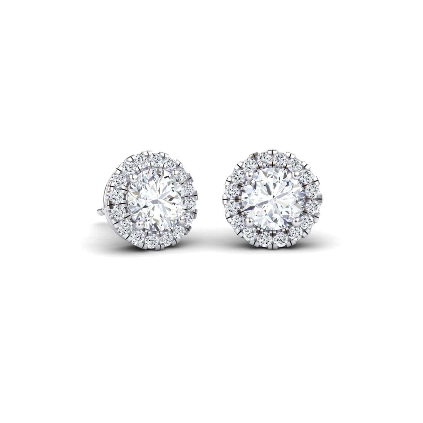 Lab Grown White Diamond Halo Stud Earrings - Maritza