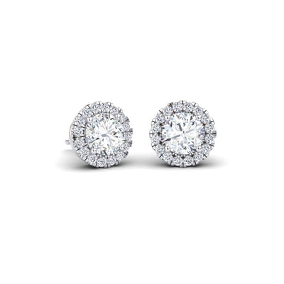 Lab Grown White Diamond Halo Stud Earrings