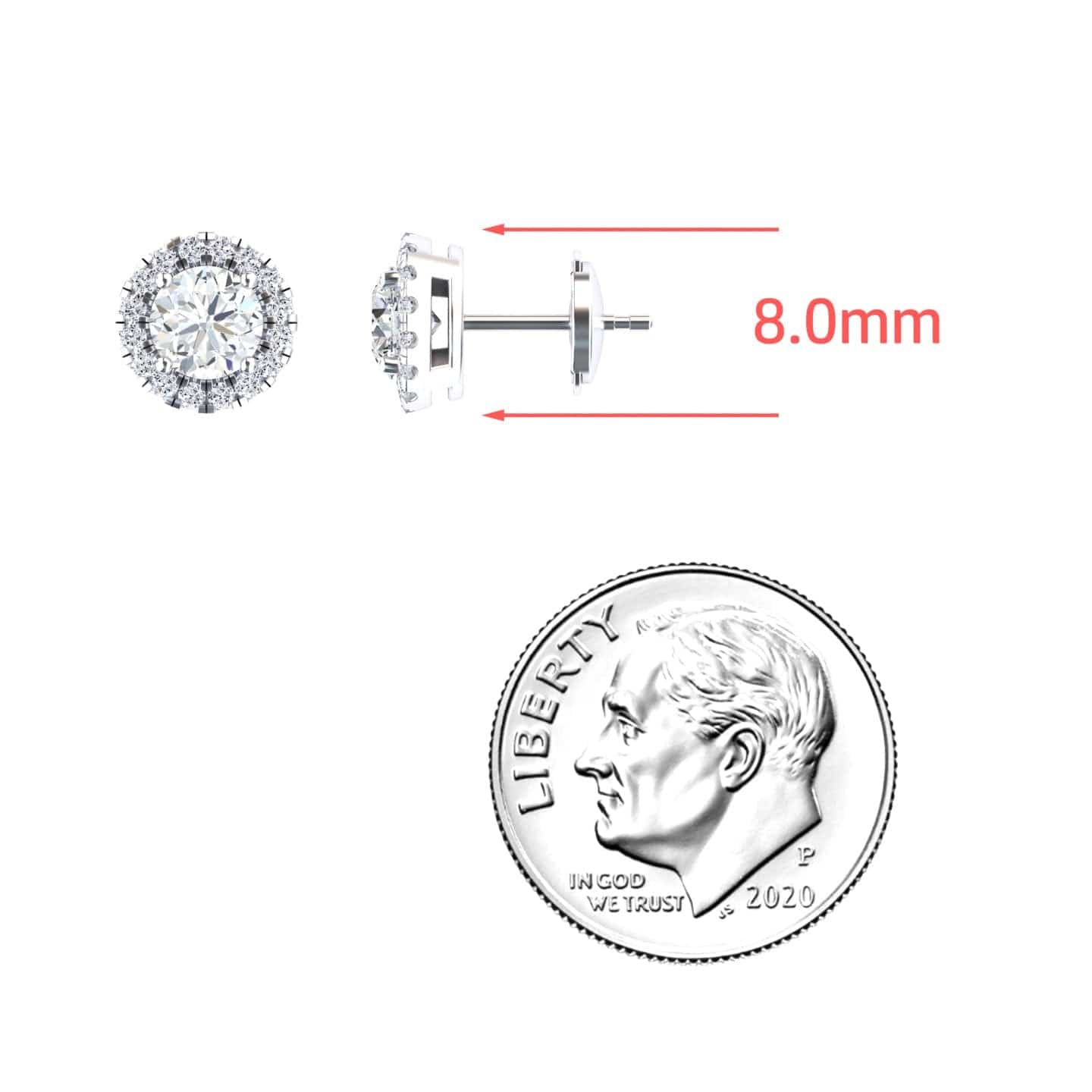 Lab Grown White Diamond Halo Stud Earrings - Maritza