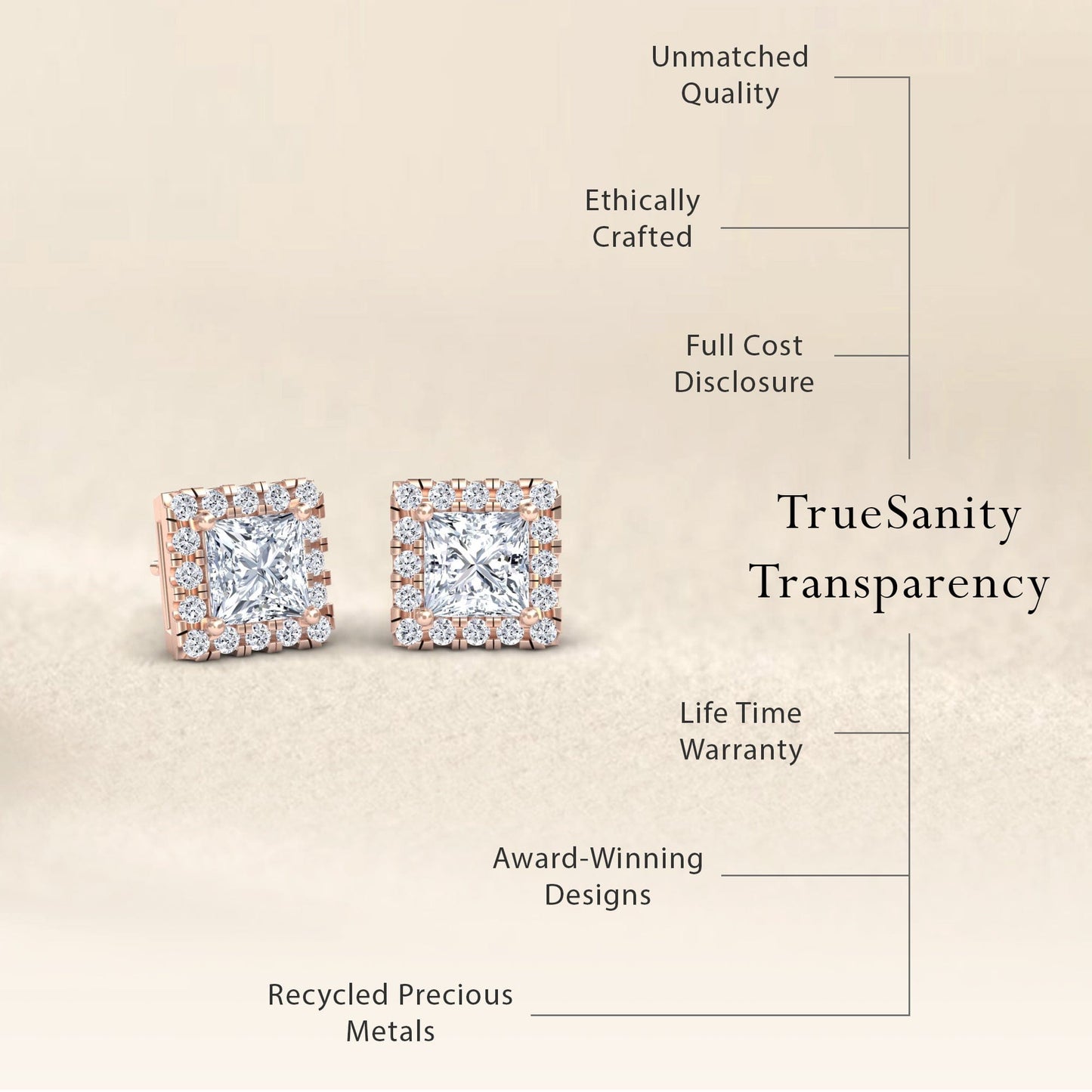 White Diamond 5.5x5.5mm Halo Stud Earrings - Maritza