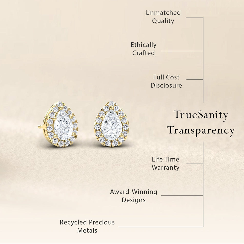 White Diamond Double-Prong Halo Earrings - Maritza