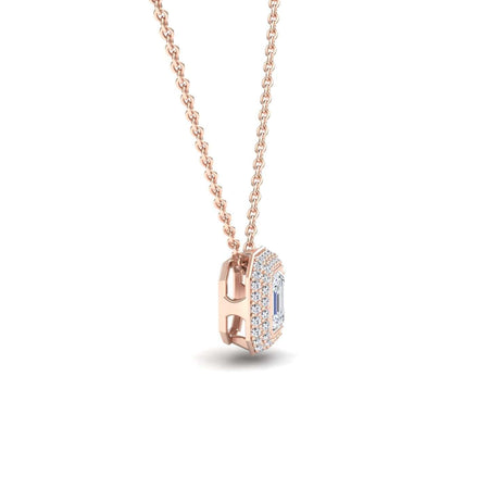 White Diamond Bezel-Set Halo Necklace - Leslie