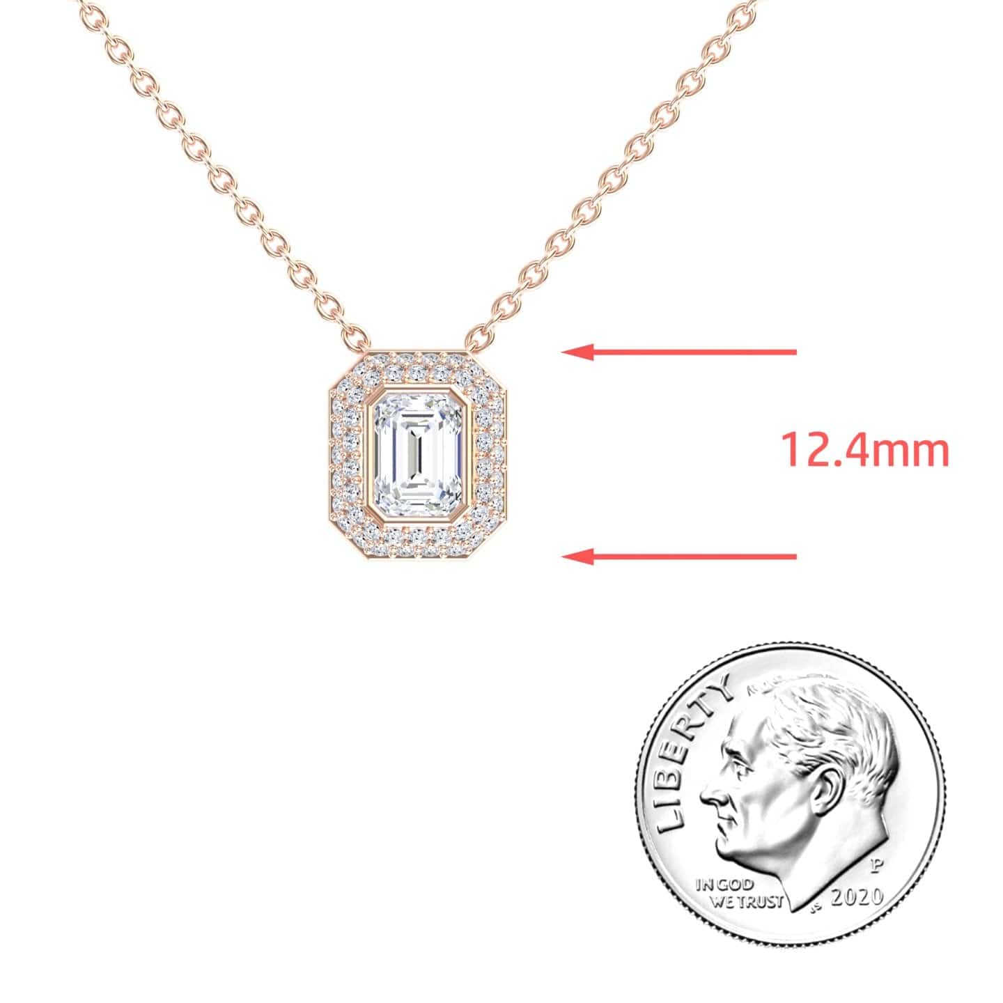 White Diamond Bezel-Set Halo Necklace - Leslie