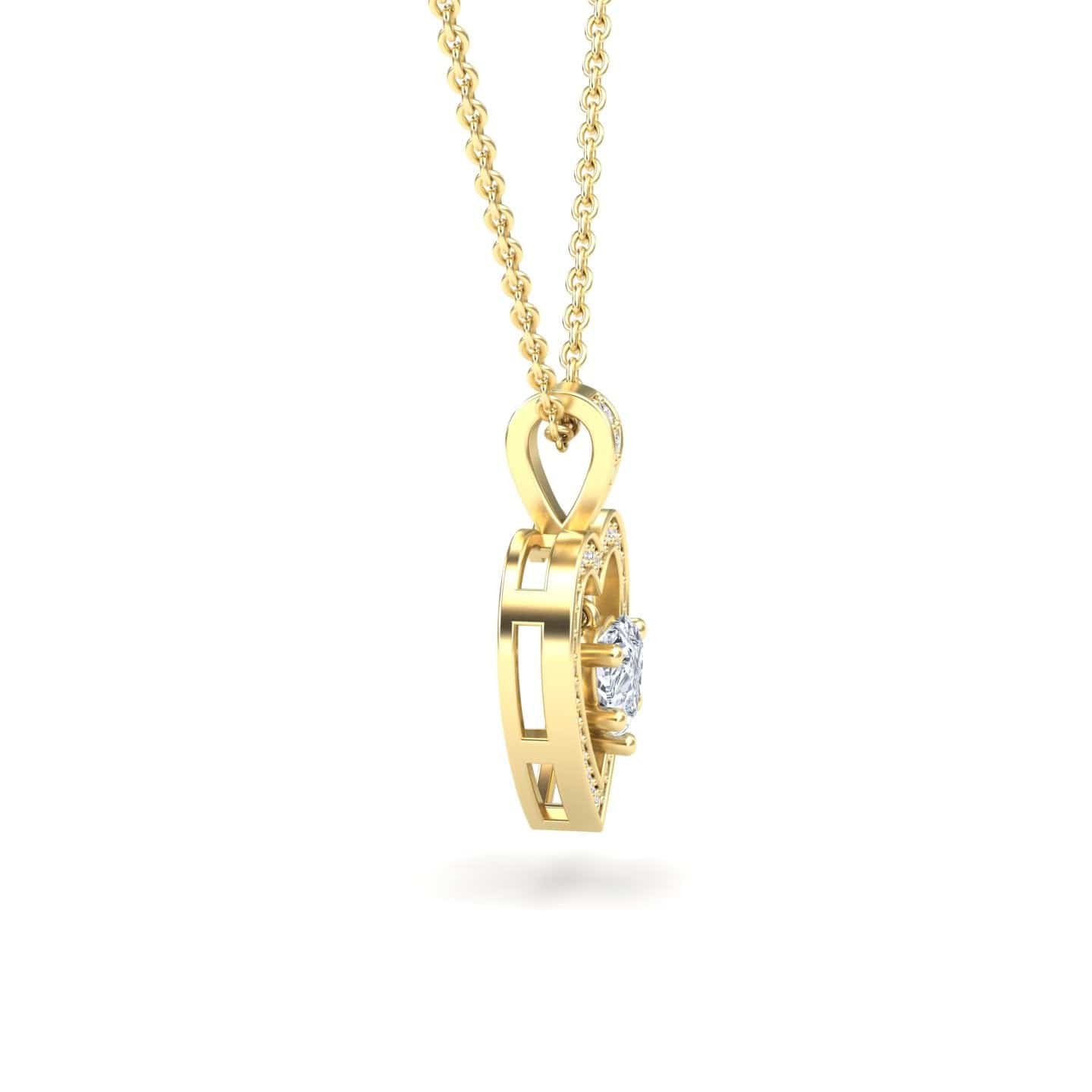 White Diamond Floating Circle Halo Necklace - Sabrina