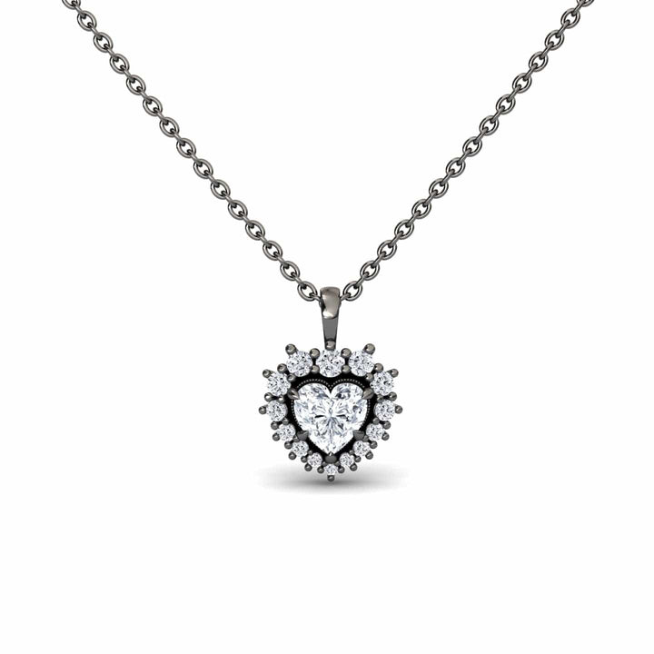White Diamond Halo Necklace - Yunhe