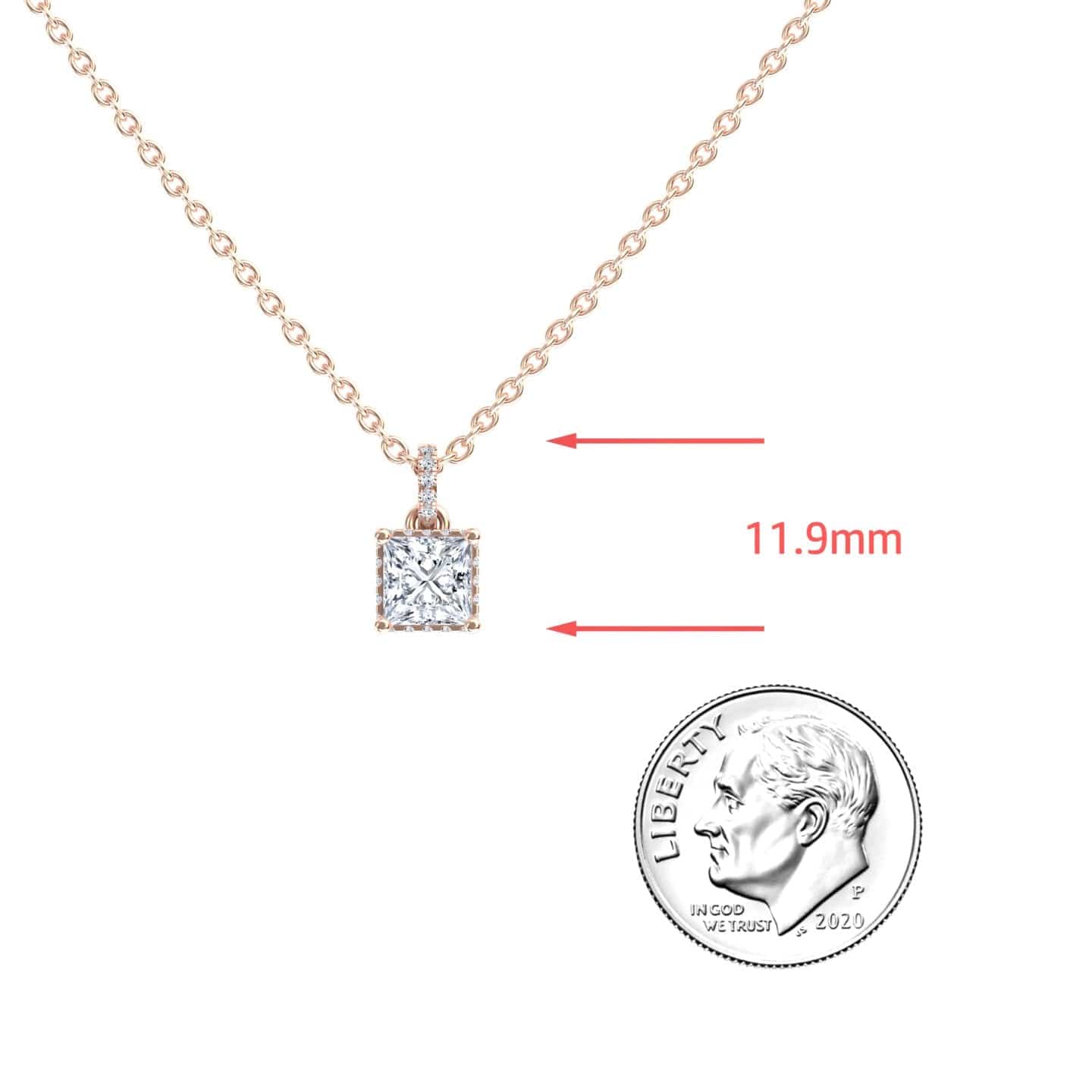 White Diamond Hidden Halo Drop Necklace - Miranda