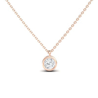 White Diamond Classic Bezel Solitaire Necklace - Paula