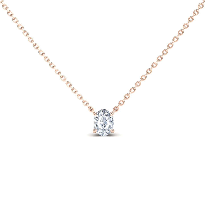 White Diamond Classic V-Prong Solitaire Necklace - Jiayi