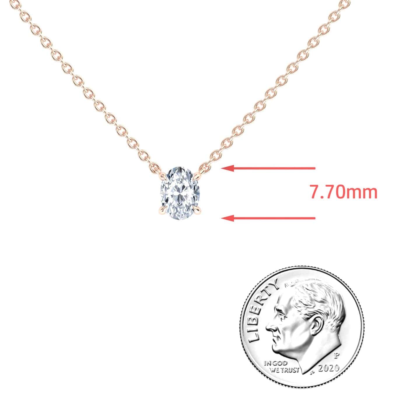 White Diamond Classic V-Prong Solitaire Necklace - Jiayi