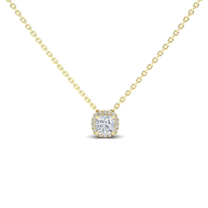 White Diamond Halo Necklace - Janice