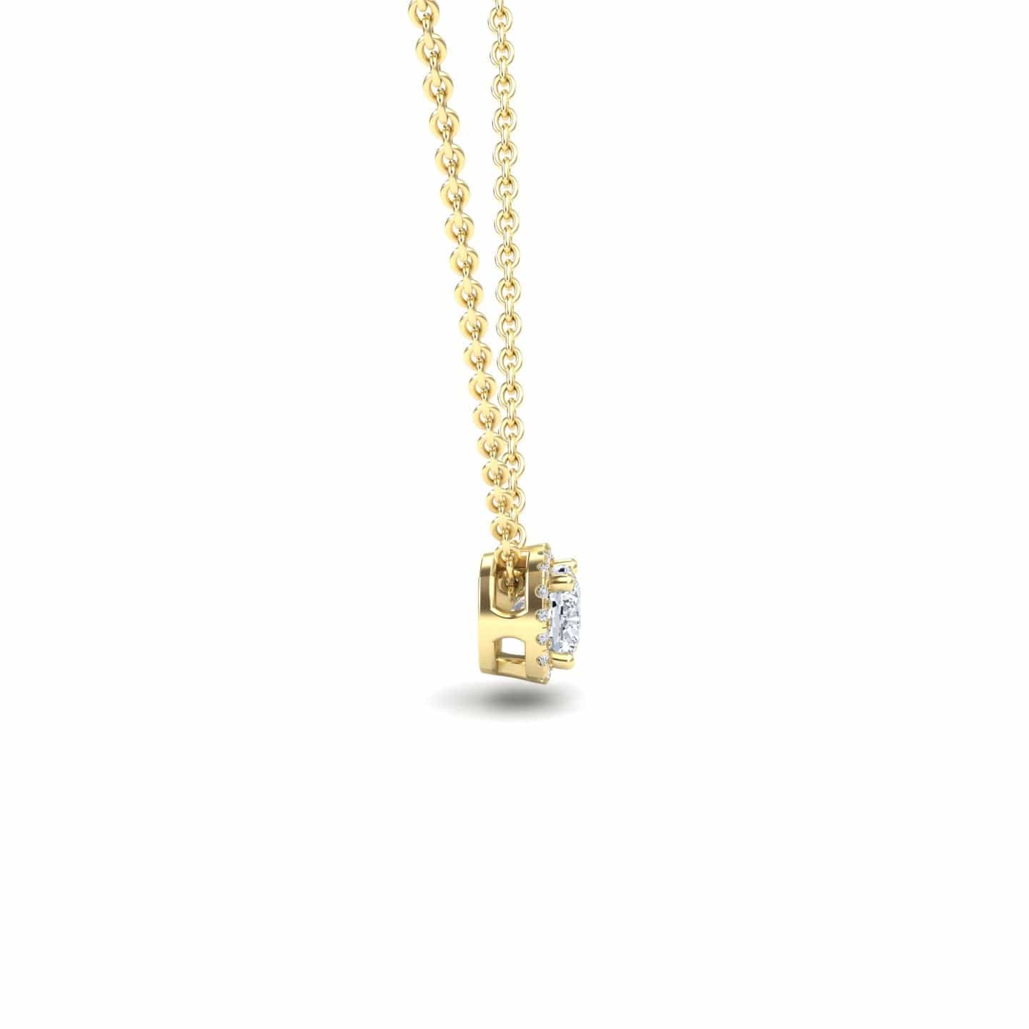White Diamond Halo Necklace - Janice