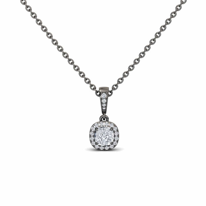 White Diamond Halo Drop Necklace - Yujia