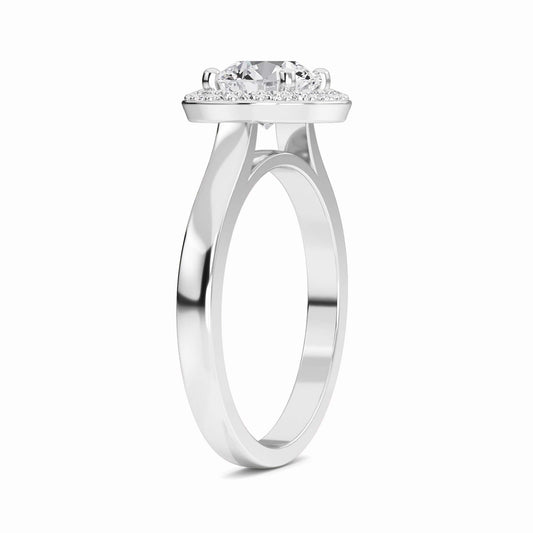 White Diamond Classic Halo Engagement Ring - Harperly