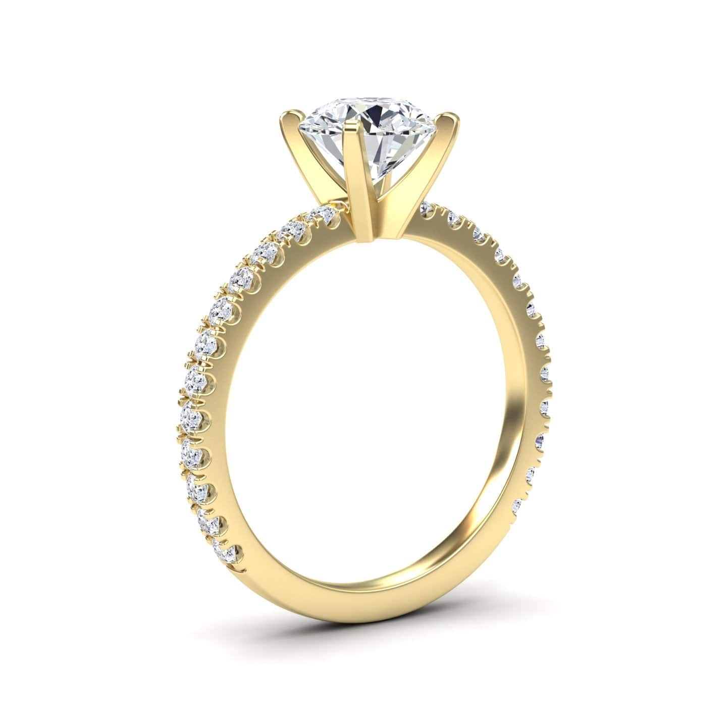 White Diamond French Pave Solitaire Engagement Ring - Indie