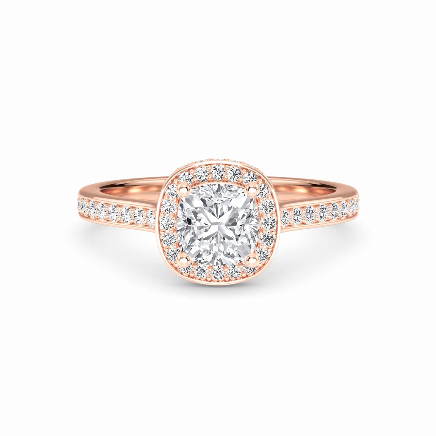 White Diamond Pave Set Classic Halo Engagement Ring - Mallory