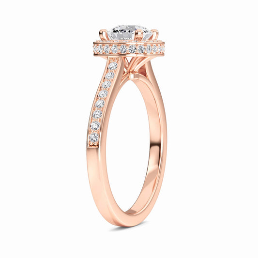 White Diamond Pave Set Classic Halo Engagement Ring - Mallory