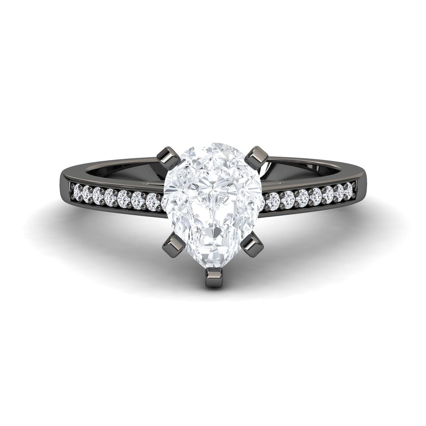 White Diamond Pave Solitaire Engagement Ring - Sutton