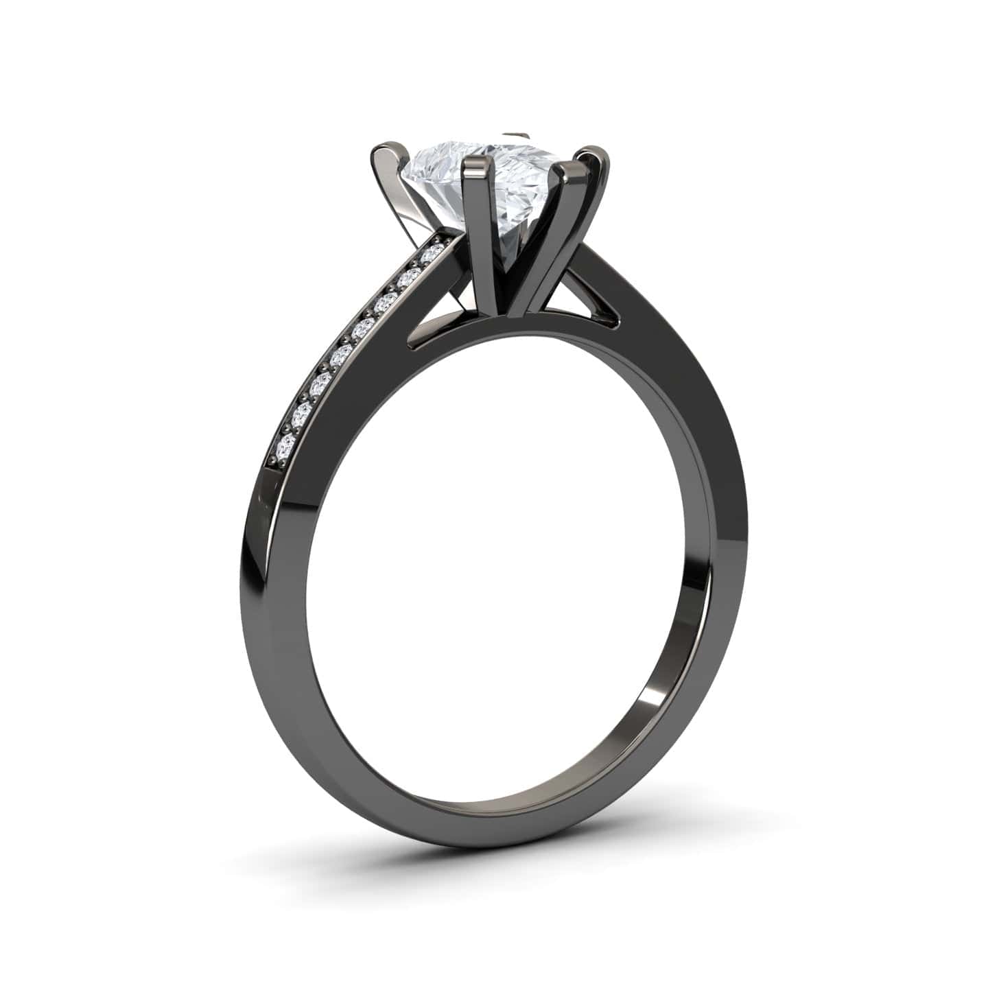 White Diamond Pave Solitaire Engagement Ring - Sutton