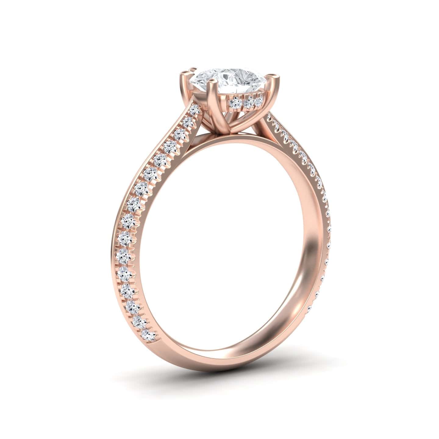 White Diamond Hidden Halo Pave Engagement Ring - Baozhai