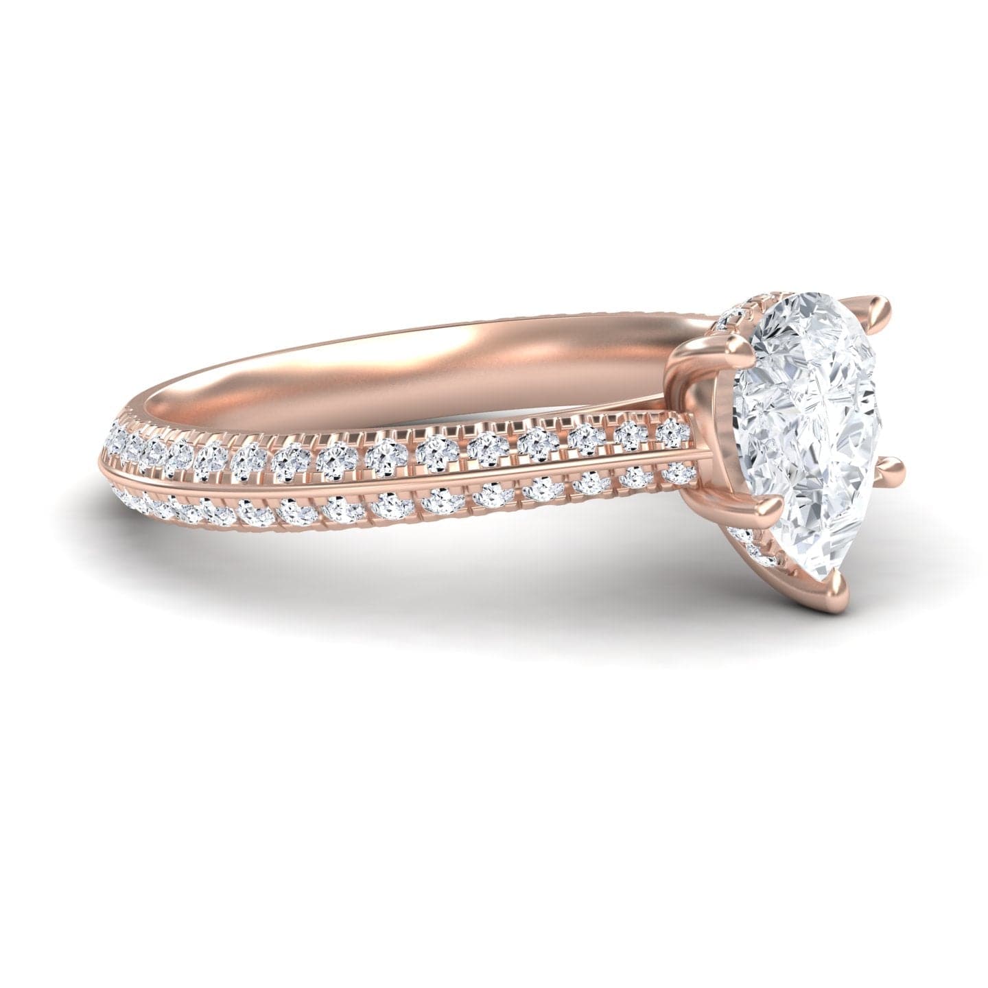 White Diamond Hidden Halo Pave Engagement Ring - Baozhai