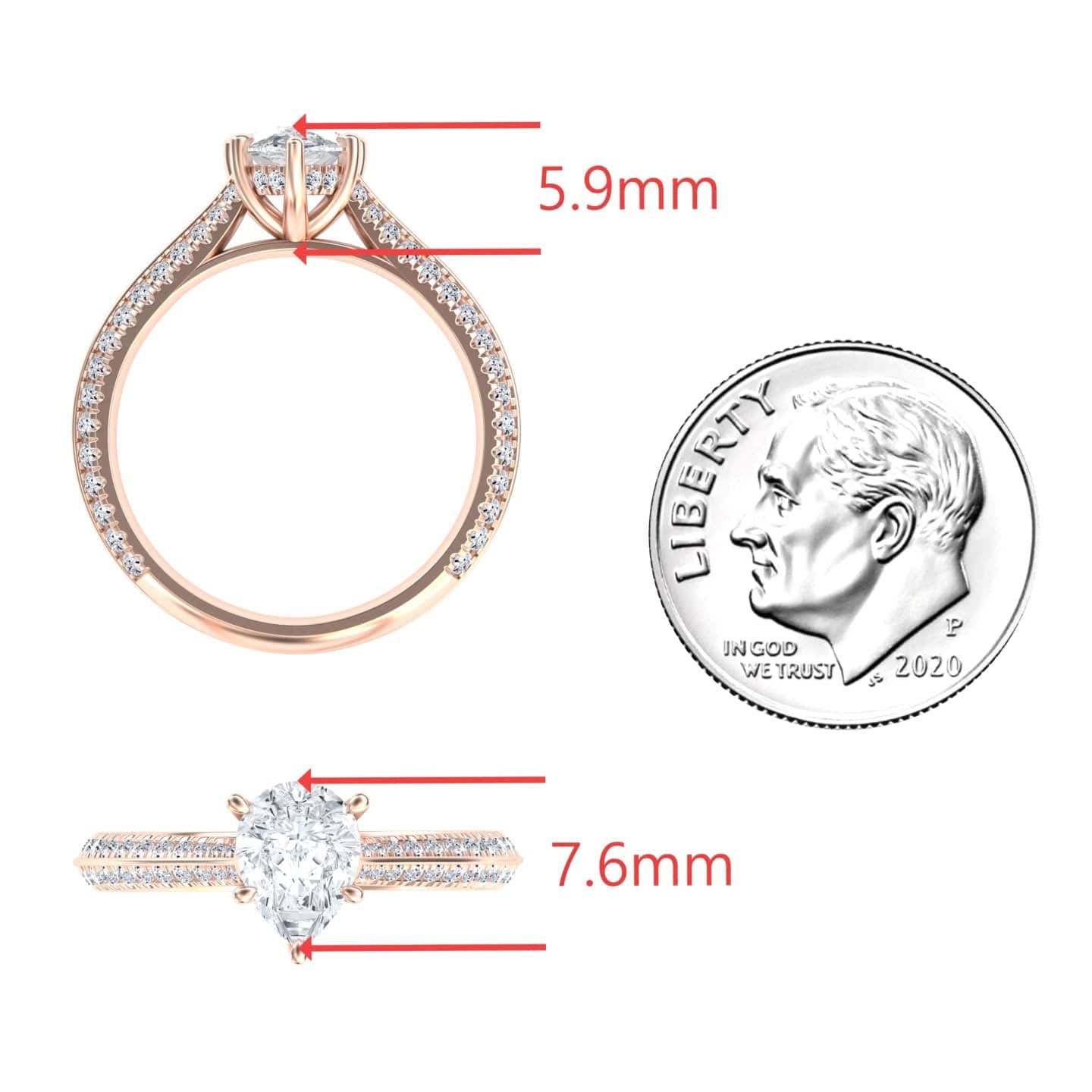 White Diamond Hidden Halo Pave Engagement Ring - Baozhai